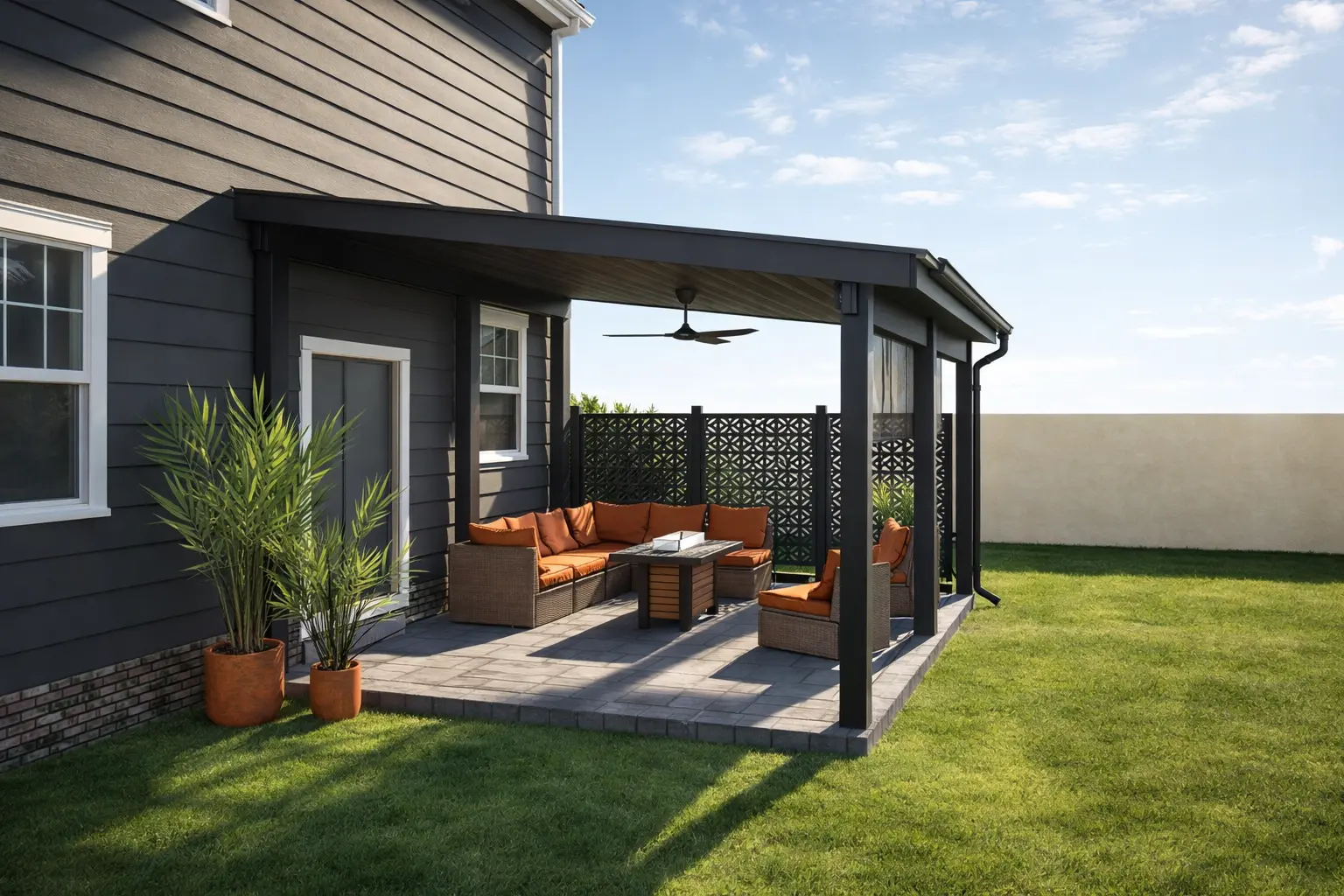 Covered pergola over paver patio, Smithfield, Virginia